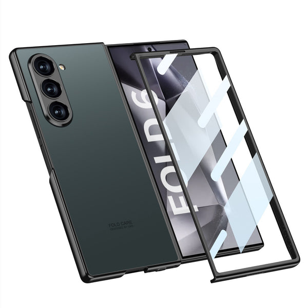 Samsung Galaxy Z Fold 6 Matte Frosted Shine Case with Camera & Front Glass Protection