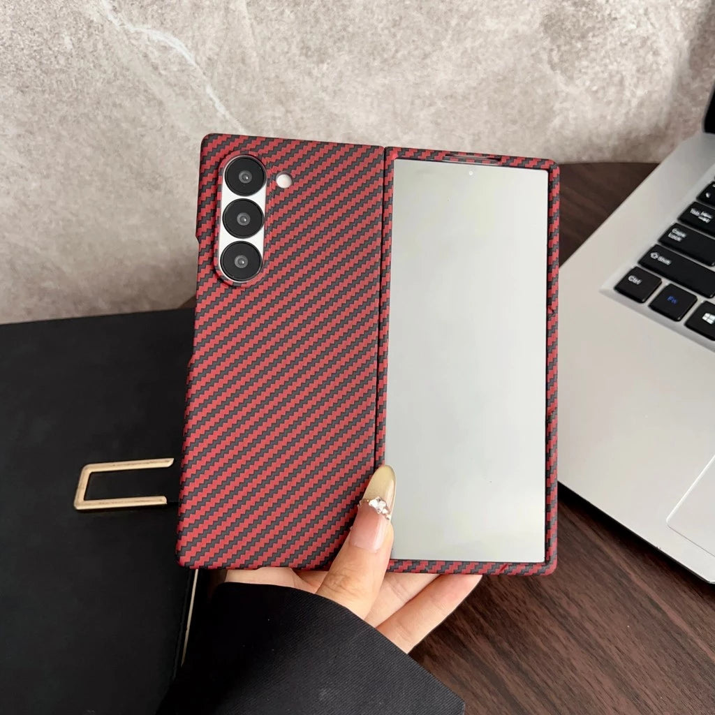 Samsung Galaxy Z Fold 5 Carbon Fiber Aramid Shockproof Case - Red