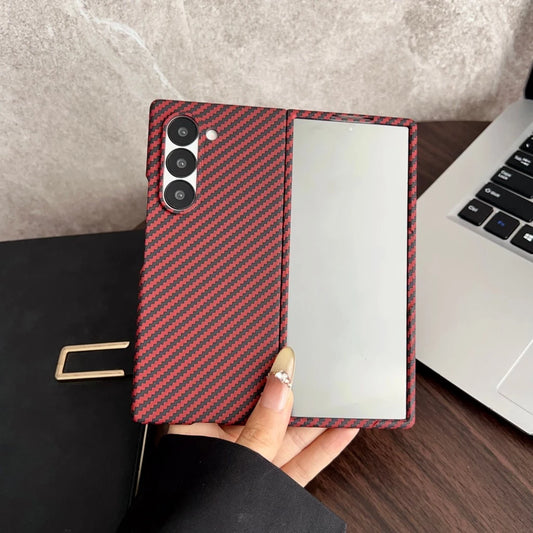 Samsung Galaxy Z Fold 5 Carbon Fiber Aramid Shockproof Case - Red
