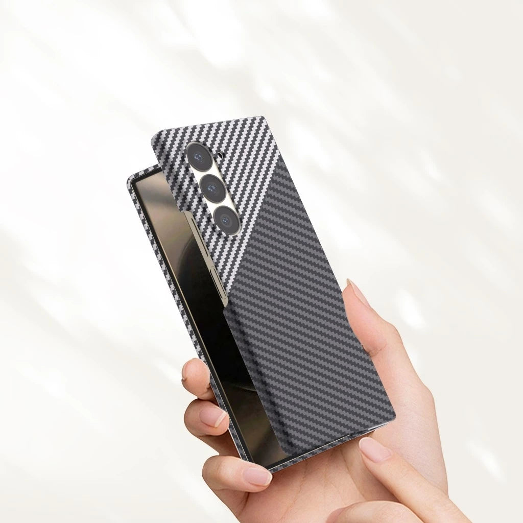 Samsung Galaxy Z Fold 5 Dual Shade Carbon Fiber Shockproof Case - Silver