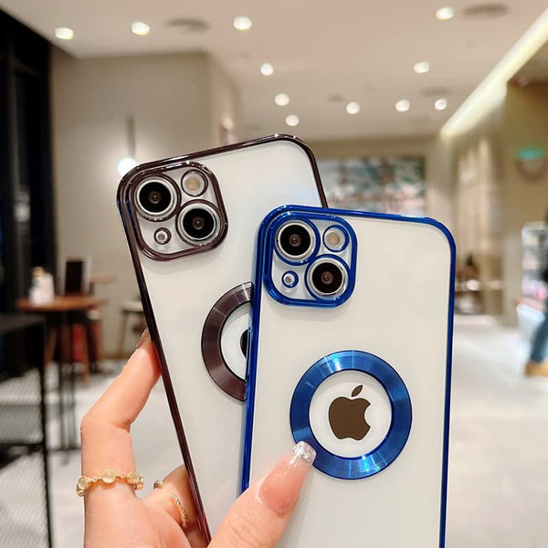 iPhone 13 Transparent Electroplating Case with Camera Protection - Blue