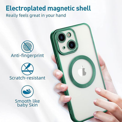 iPhone 14 Transparent Electroplating Case with Camera Protection - Green