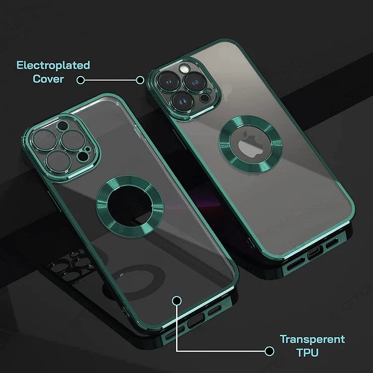 iPhone 13 Pro Transparent Electroplating Case with Camera Protection - Black