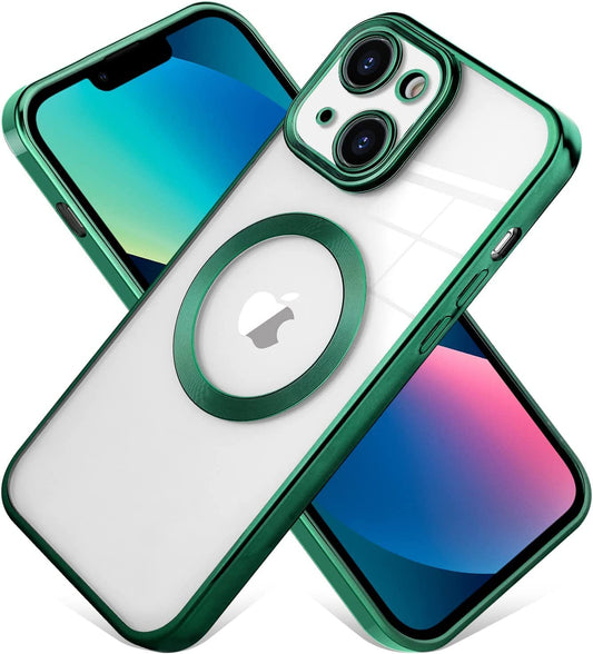 iPhone 14 Transparent Electroplating Case with Camera Protection - Green