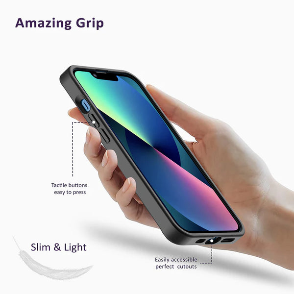 iPhone 13 Soft Hybrid Transparent Metal Camera Protection Case - Black