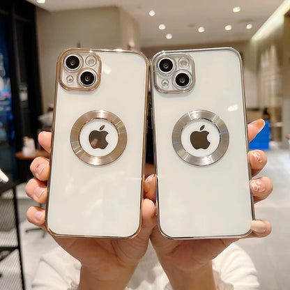 iPhone 13 Transparent Electroplating Case with Camera Protection - Gold