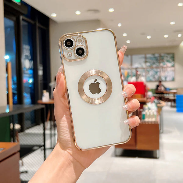 iPhone 13 Transparent Electroplating Case with Camera Protection - Gold