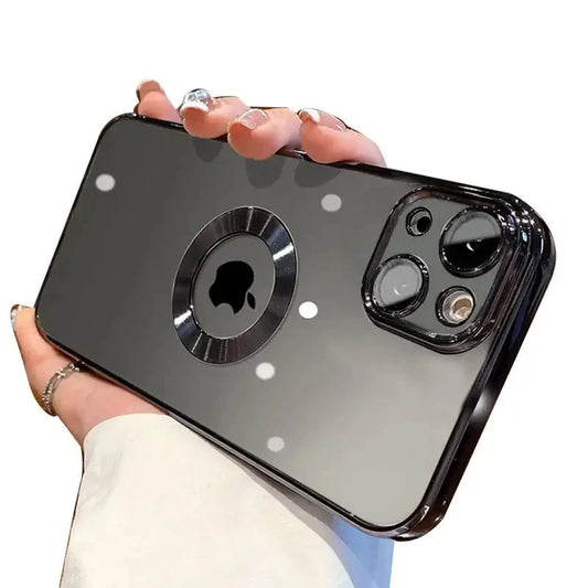 iPhone 13 Transparent Electroplating Case with Camera Protection - Black