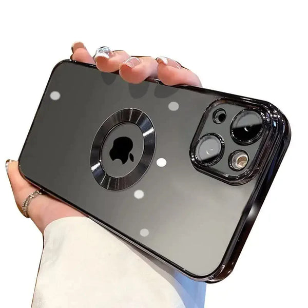 iPhone 13 Transparent Electroplating Case with Camera Protection - Black